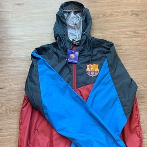 Mens FC Barcelona Soccer Zip Windbreaker Jacket